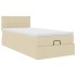 Cama otomana con colchón de tela color crema 100x200