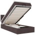 Cama otomana con colchón y LED tela marrón oscuro 90x200