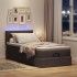 Cama otomana con colchón y LED tela marrón oscuro 90x200