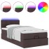 Cama otomana con colchón y LED tela marrón oscuro 90x200