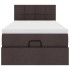 Cama otomana con colchón y LED tela marrón oscuro 90x200