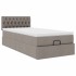 Cama otomana con colchón y luces LED tela gris taupé 90x200