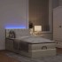 Cama otomana con colchón de tela color crema 100x200
