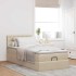 Cama otomana con colchón de tela color crema 100x200