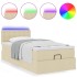 Cama otomana con colchón de tela color crema 100x200