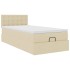 Cama otomana con colchón de tela color crema 100x200
