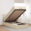 Cama otomana con colchón y luces LED tela crema 90x200 cm