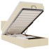 Cama otomana con colchón y luces LED tela crema 90x200