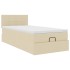 Cama otomana con colchón y luces LED tela crema 90x200