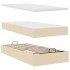 Cama otomana con colchón y luces LED tela crema 90x200