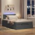 Cama otomana con colchón y LED tela gris oscuro 120x200