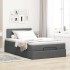 Cama otomana con colchón y LED tela gris oscuro 120x200