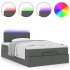 Cama otomana con colchón y LED tela gris oscuro 120x200