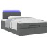 Cama otomana con colchón y LED tela gris oscuro 120x200