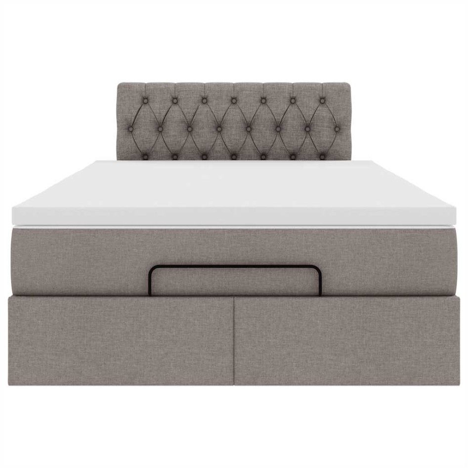 Estructura de cama otomana colchón tela gris pardo