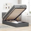 Cama otomana con colchón y LED tela gris oscuro 80x200cm