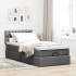 Cama otomana con colchón y LED tela gris oscuro