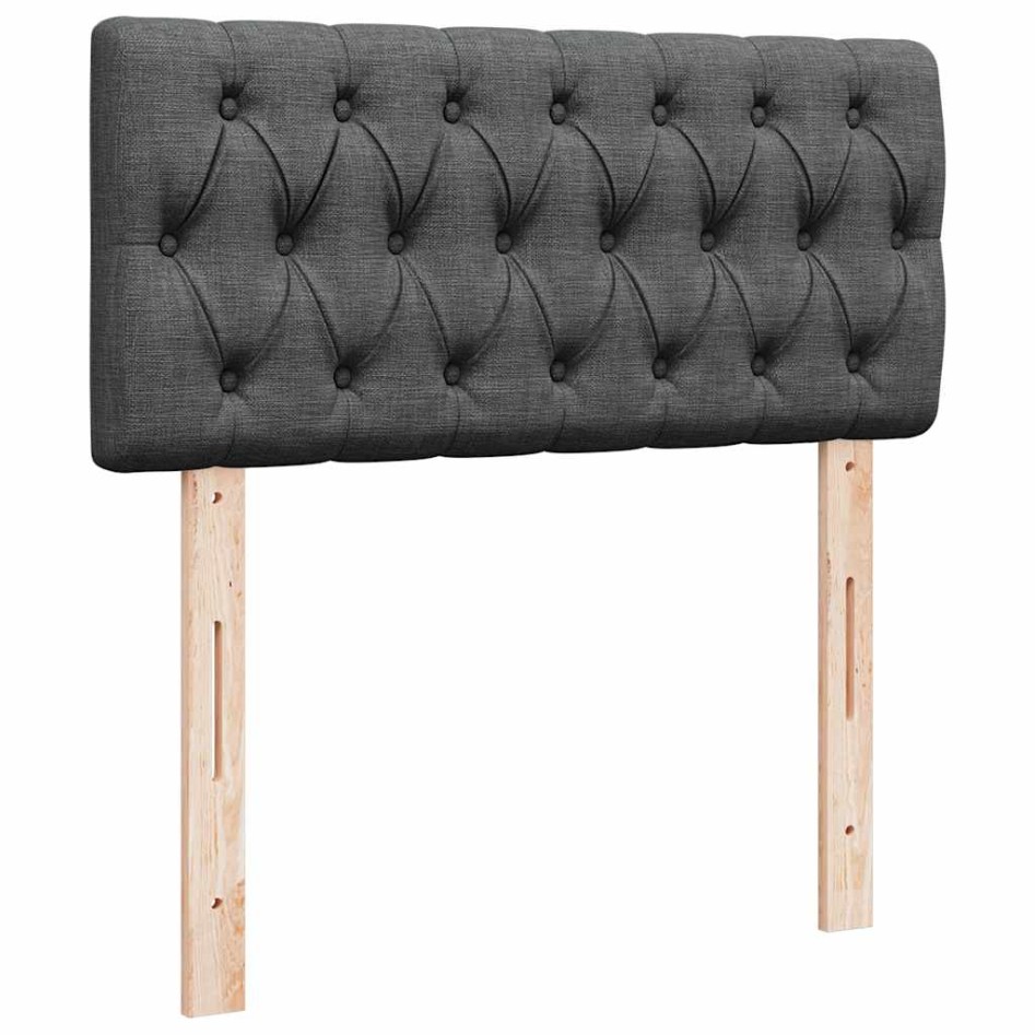 Cama otomana con colchón y LED tela gris oscuro