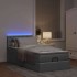 Cama otomana con colchón y LED tela gris claro