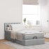 Estructura de cama otomana con colchón tela gris claro