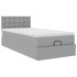 Cama otomana con colchón y LED tela gris claro 90x200