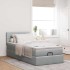 Cama otomana con colchón y LED tela gris claro 90x200