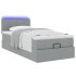 Cama otomana con colchón y LED tela gris claro 90x200