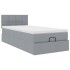 Cama otomana con colchón y LED tela gris claro 90x200