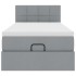 Cama otomana con colchón y LED tela gris claro 90x200