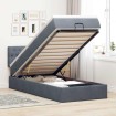 Estructura cama otomana colchón terciopelo gris oscuro