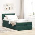 Cama otomana con colchón y LED terciopelo verde oscuro