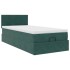 Cama otomana con colchón y LED terciopelo verde oscuro