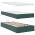 Cama otomana con colchón y LED terciopelo verde oscuro