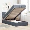Estructura cama otomana colchón terciopelo gris oscuro 90x190cm