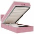 Cama otomana con colchón y LED terciopelo rosa 80x200