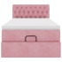 Cama otomana con colchón y LED terciopelo rosa 80x200