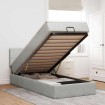 Estructura cama otomana colchón terciopelo gris claro 90x190cm