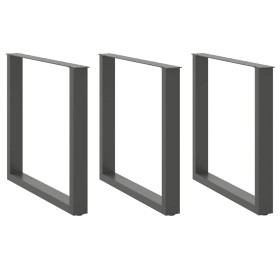 Patas mesa centro forma U 3 uds antracita 90x(72-73) cm