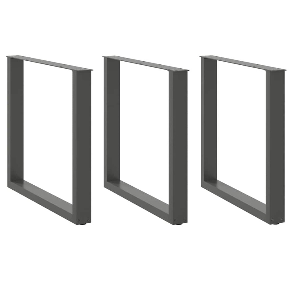 Patas mesa centro forma U 3 uds antracita 90x(72-73) cm