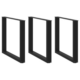 Patas para mesa centro forma U 3 uds acero negro 80x(72-73)