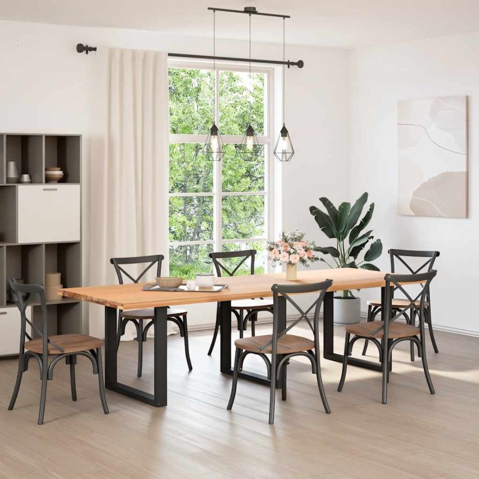 Patas para mesa centro forma U 3 uds acero negro 80x(72-73)