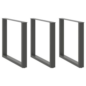 Patas mesa centro forma U 3 uds antracita 80x(72-73) cm