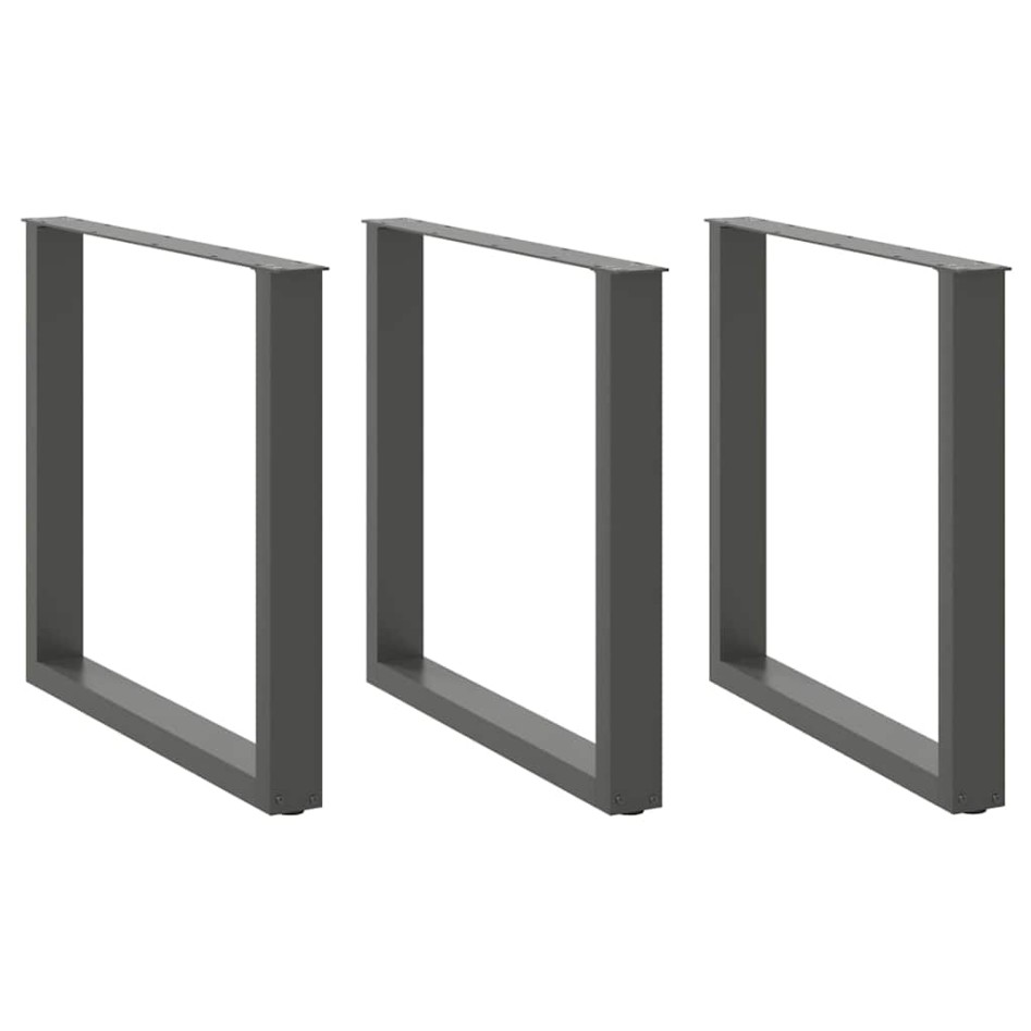 Patas mesa centro forma U 3 uds antracita 80x(72-73) cm