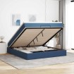 Estructura de cama otomana con colchón tela azul 160x200 cm