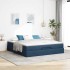 Estructura de cama otomana con colchón tela azul 160x200