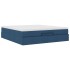 Estructura de cama otomana con colchón tela azul 160x200