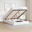 Estructura cama otomana colchón cuero sintético blanco