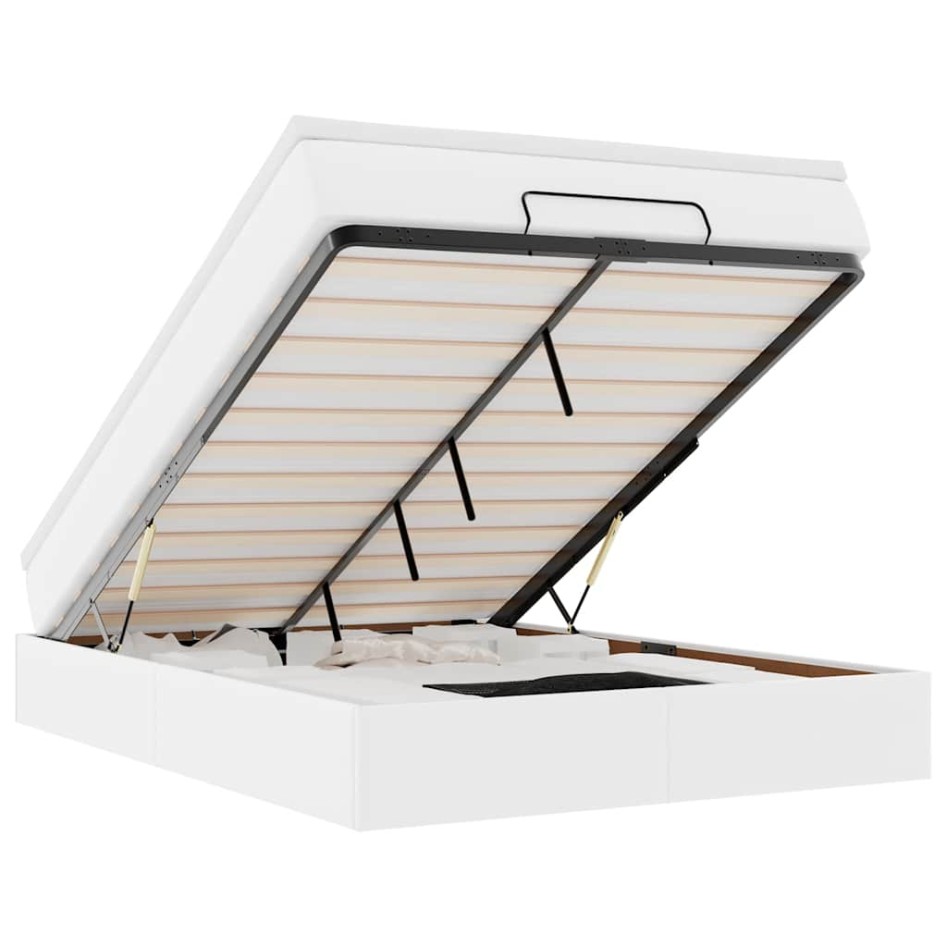 Estructura cama otomana colchón cuero sintético