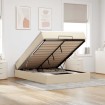Estructura de cama otomana con colchón tela crema 140x190cm