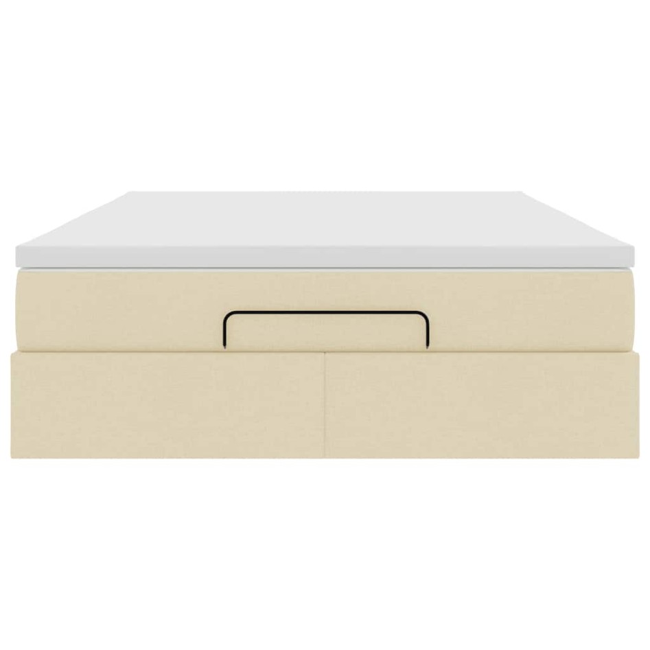 Estructura de cama otomana con colchón tela crema